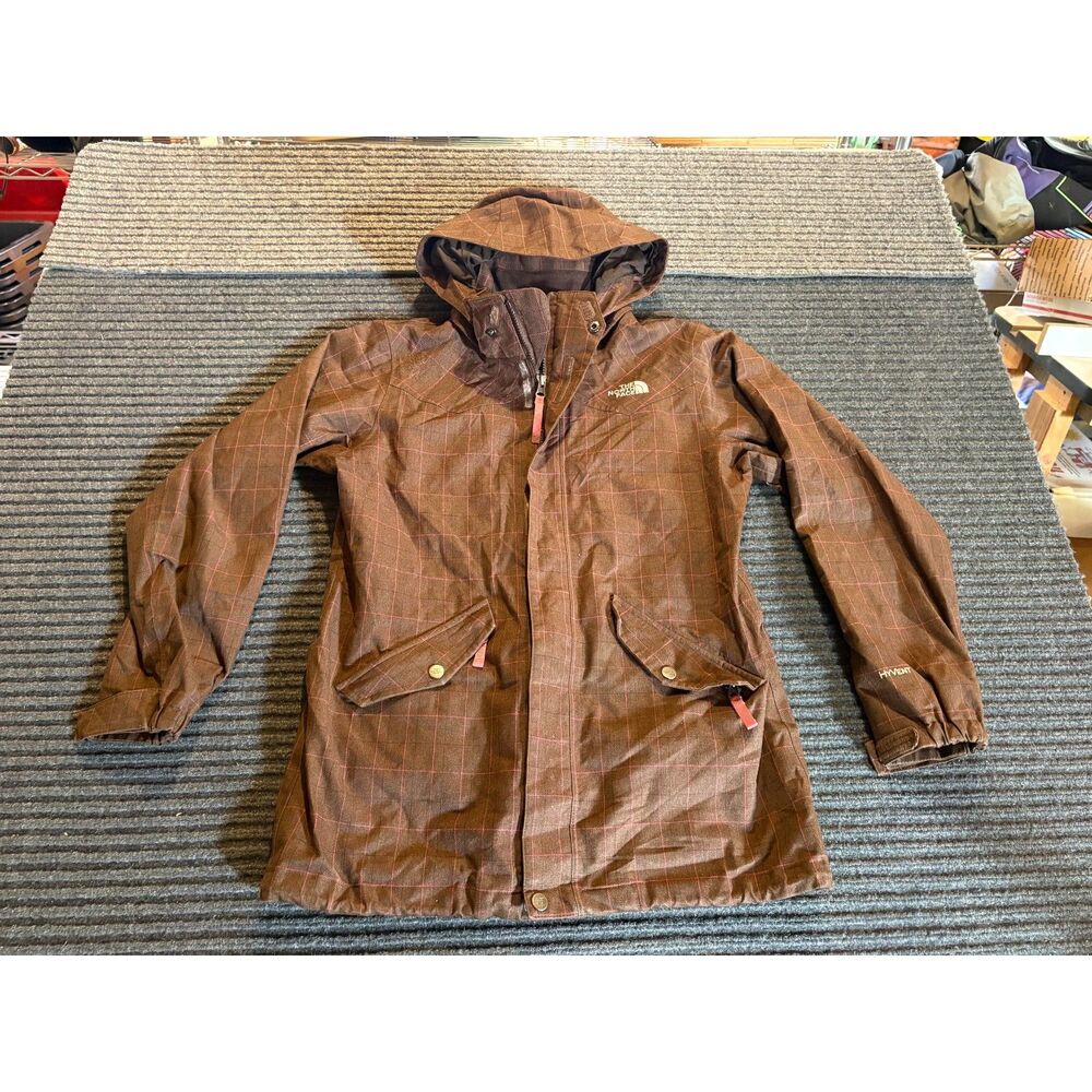 The North Face HyVent Winter 3-in-1 Triclimate Jacket brown/red plaid Girls XL
